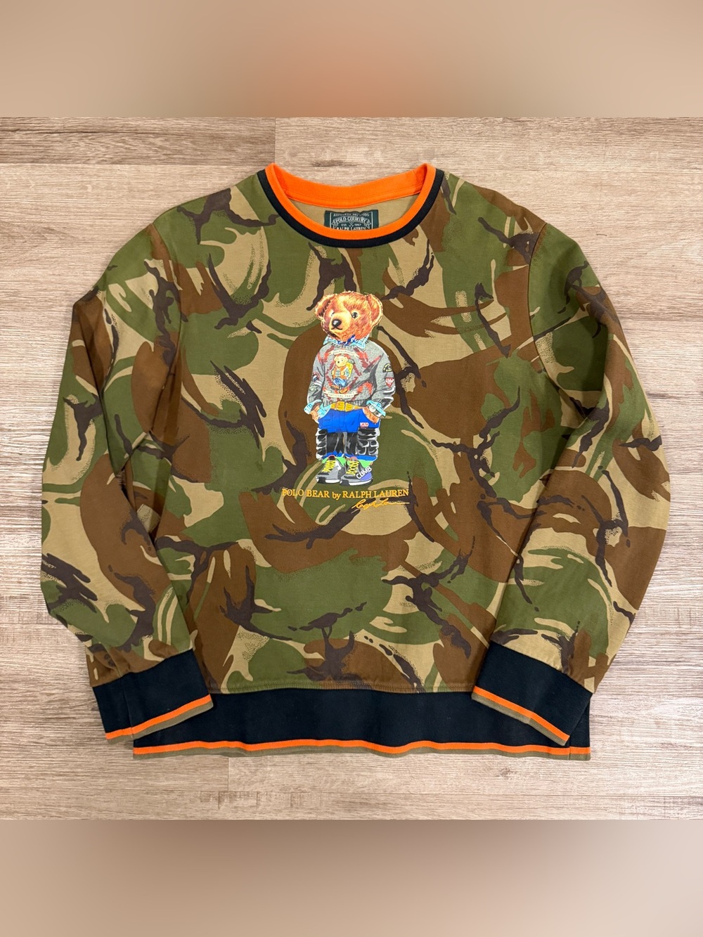 Polo Ralph Lauren National Park Bear Camo Crewneck Sweatshirt Knit Large